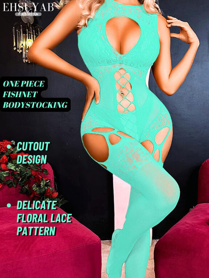 Women Body Stockings Sexy, Exotic Dancer Fishnets Lingerie Glow Party, Fishnet Bodysuit Rave Outfits Club Plus Size