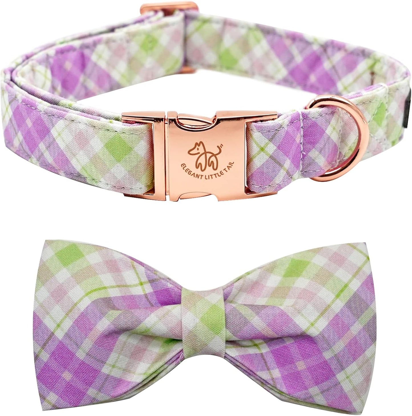 Elegant little tail Dog Collar with Bow, Cotton & Webbing, Bowtie Dog Collar, Adjustable Dog Collars for Small Medium Large Dogs and Cats