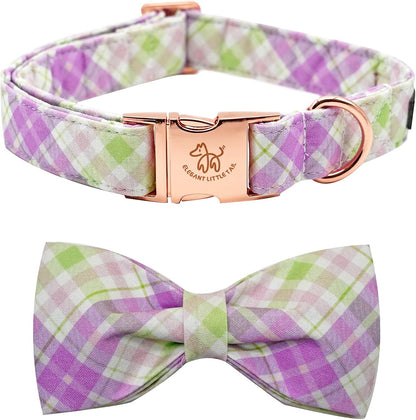 Elegant little tail Dog Collar with Bow, Cotton & Webbing, Bowtie Dog Collar, Adjustable Dog Collars for Small Medium Large Dogs and Cats