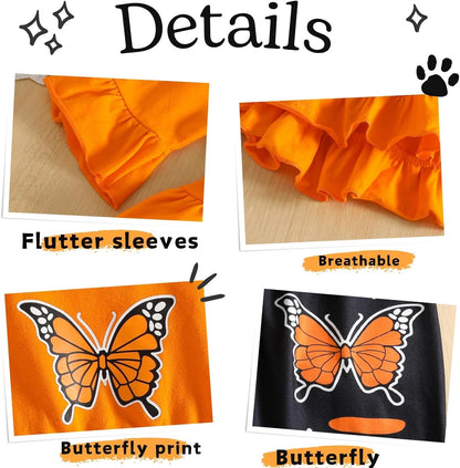 Toddler Kid Girl Clothes Ruffle Sleeve High Low Top Floral Allover Pants Fall Winter Outfit Set