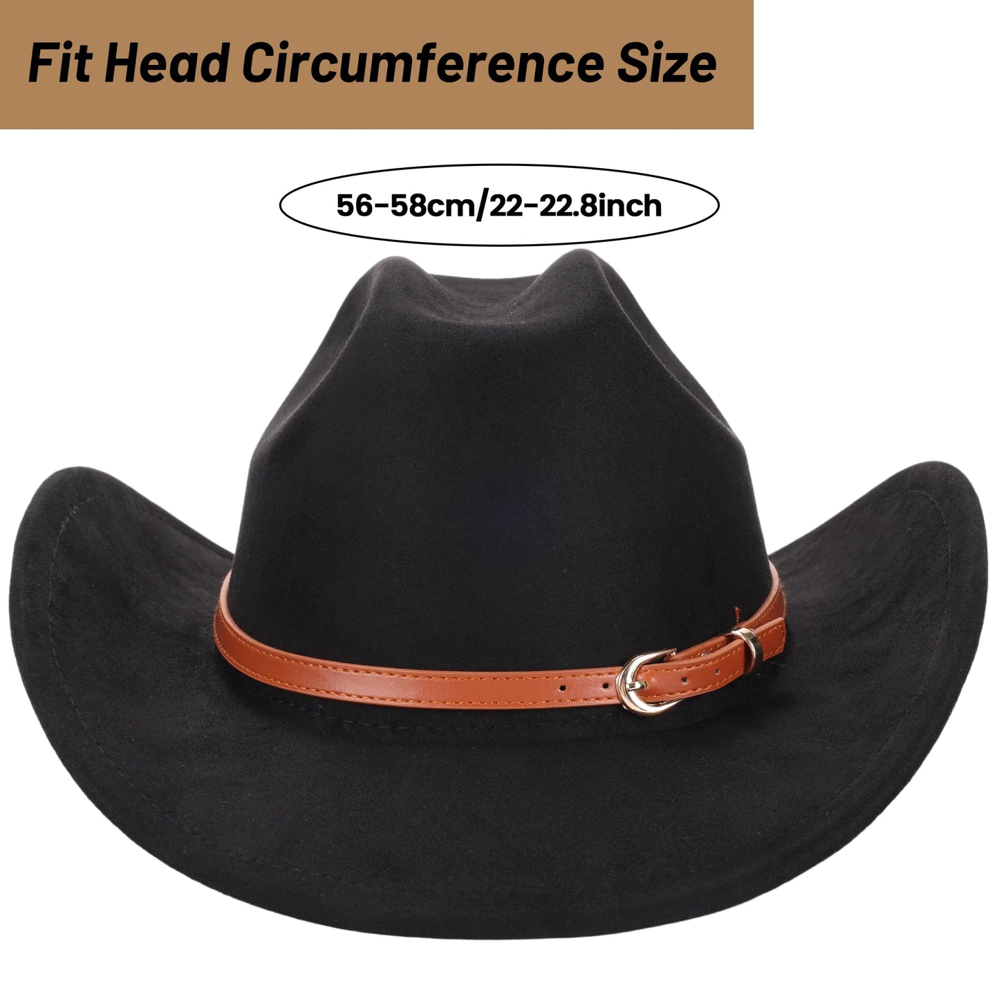 Ibeauti Cowboy Hat with Fringed Bandana Set for Women Wide Brim Western Cowgirl Hat Paisley Head Wrap Scarf
