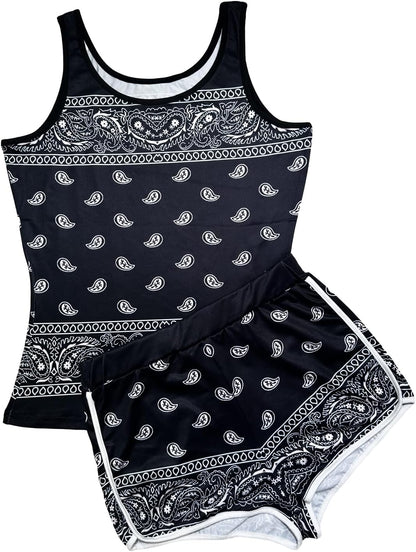 Women’s 2 Piece Pajama Set Novelty Sleeveless Tank Top and Shorts with Animal Print Comfortable Sleepwear