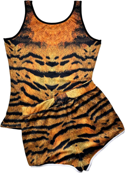 Women’s 2 Piece Pajama Set Novelty Sleeveless Tank Top and Shorts with Animal Print Comfortable Sleepwear