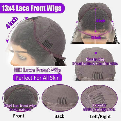 613 13x6 Lace Front Wig Human Hair 30 Inch Body Wave Blonde Wig, 200% Density Pre Plucked Blonde HD Lace Frontal Wig for Black Women