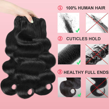 12A Human Hair Bundles with Closure Body Wave Bundles 20 22 24+18 Inch 5X5 HD Lace Closure Human Hair 100% Brazilian Virgin Hair Extensions 3 Bundles Deals Hair Quick Weave Bundle for Women