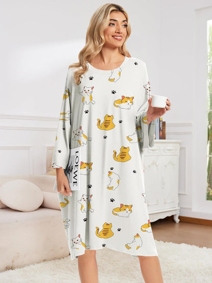Plus Size Moo Moos for Women Oversized Sleep Shirts for Women Oversized Nightgown with Pocket Fit S-5XL