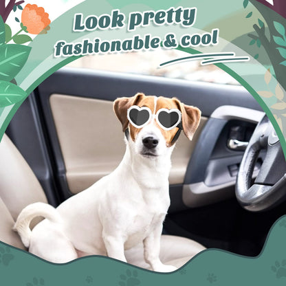 Small Dog Sunglasses UV Protection Goggles Eye Wear Protection with Adjustable Strap Doggy Heart Shape Anti-Fog Sunglasses for Pet Dogs Sun Glasses Doggie Windproof Glasses, Pink