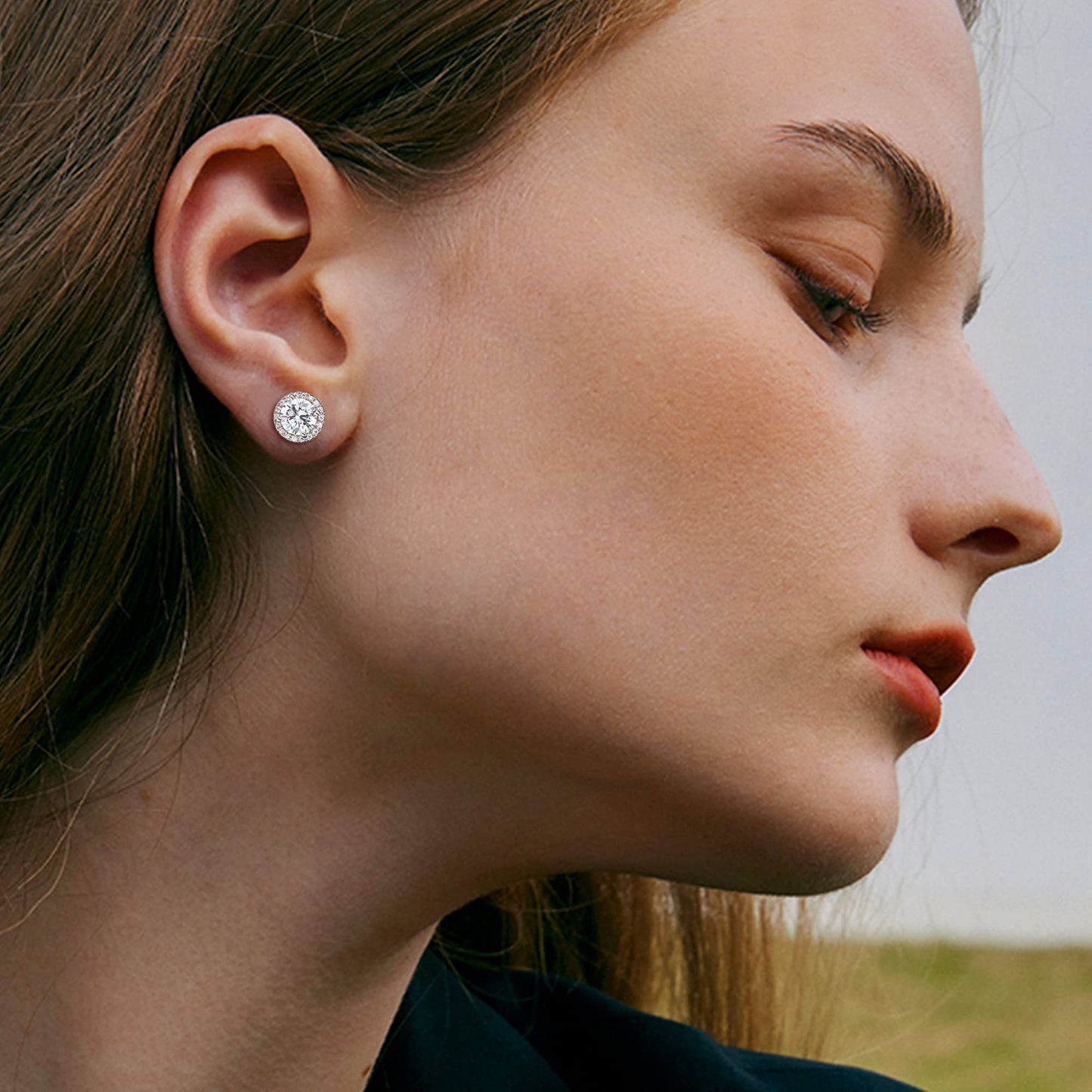 MILACOLATO Cubic Zirconia Stud Earrings for Women Men | 18K Gold Plated Hypoallergenic Sterling Silver Post Earrings | Big Brilliant Simulated Diamond CZ Halo Stud Earrings for Sensitive Ears