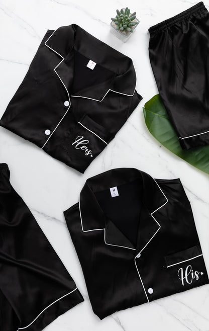 Jecery His and Hers Matching Pajamas for Couples Satin Short Sleeve Sleepwear Pjs Matching Sets Button Down Pjs Loungewear