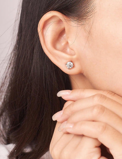 IMOLOVE Moissanite Stud Earrings for Women in Sterling Silver Hypoallergenic 1-3CT D Color Round Cut Moissante Earrings