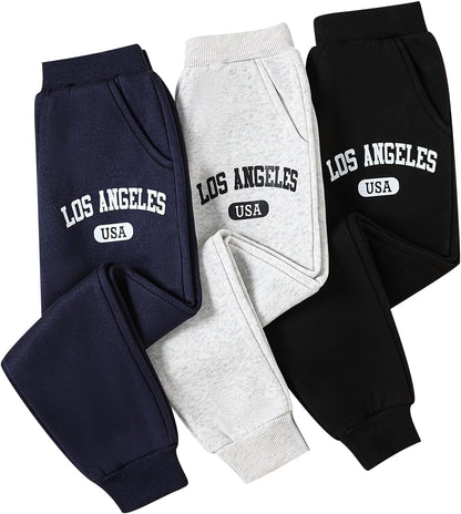 Girls Sweatpants - 3 Pack Teen Girls' Athletic High Waisted Joggers Pants with Pockets Multicoloured 4-14Y