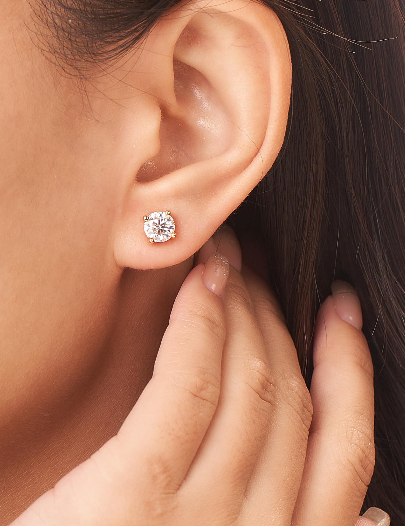 IMOLOVE Moissanite Stud Earrings for Women in Sterling Silver Hypoallergenic 1-3CT D Color Round Cut Moissante Earrings