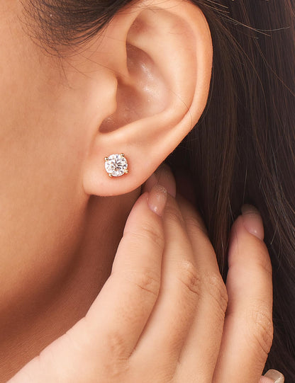 IMOLOVE Moissanite Stud Earrings for Women in Sterling Silver Hypoallergenic 1-3CT D Color Round Cut Moissante Earrings