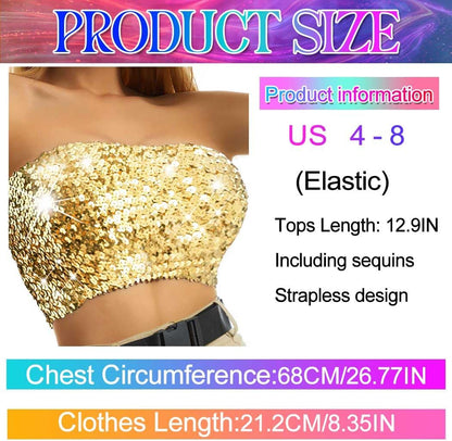 Nicute Sequin Tube Top Sparkly Crop Tops for Women