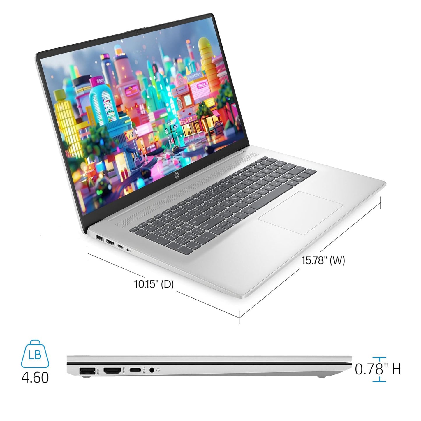 HP 2025 17 inch Business Laptop, 17.3" HD+ Touchscreen, Intel Core i5-1334U, Intel Graphics, 32GB RAM 1TB SSD, Numeric Keypad, Wi-Fi 6, HDMI, Fingerprint Reader, Windows 11 Pro, Silver, w/Accessory