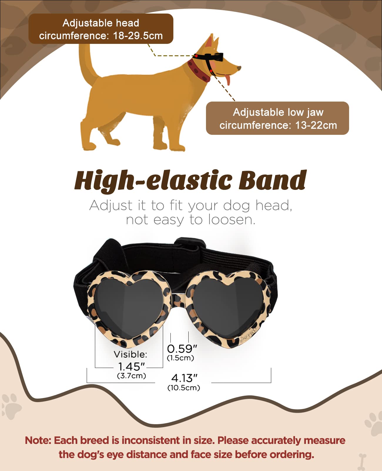 Small Dog Sunglasses UV Protection Goggles Eye Wear Protection with Adjustable Strap Doggy Heart Shape Anti-Fog Sunglasses for Pet Dogs Sun Glasses Doggie Windproof Glasses, Pink