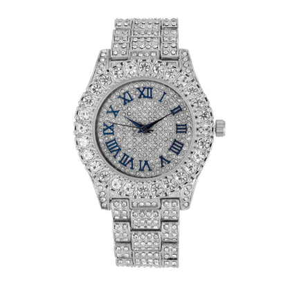 Charles Raymond Women's Big Rocks Bezel Colored Dial with Roman Numerals Fully Iced Out Watch - ST10327LA