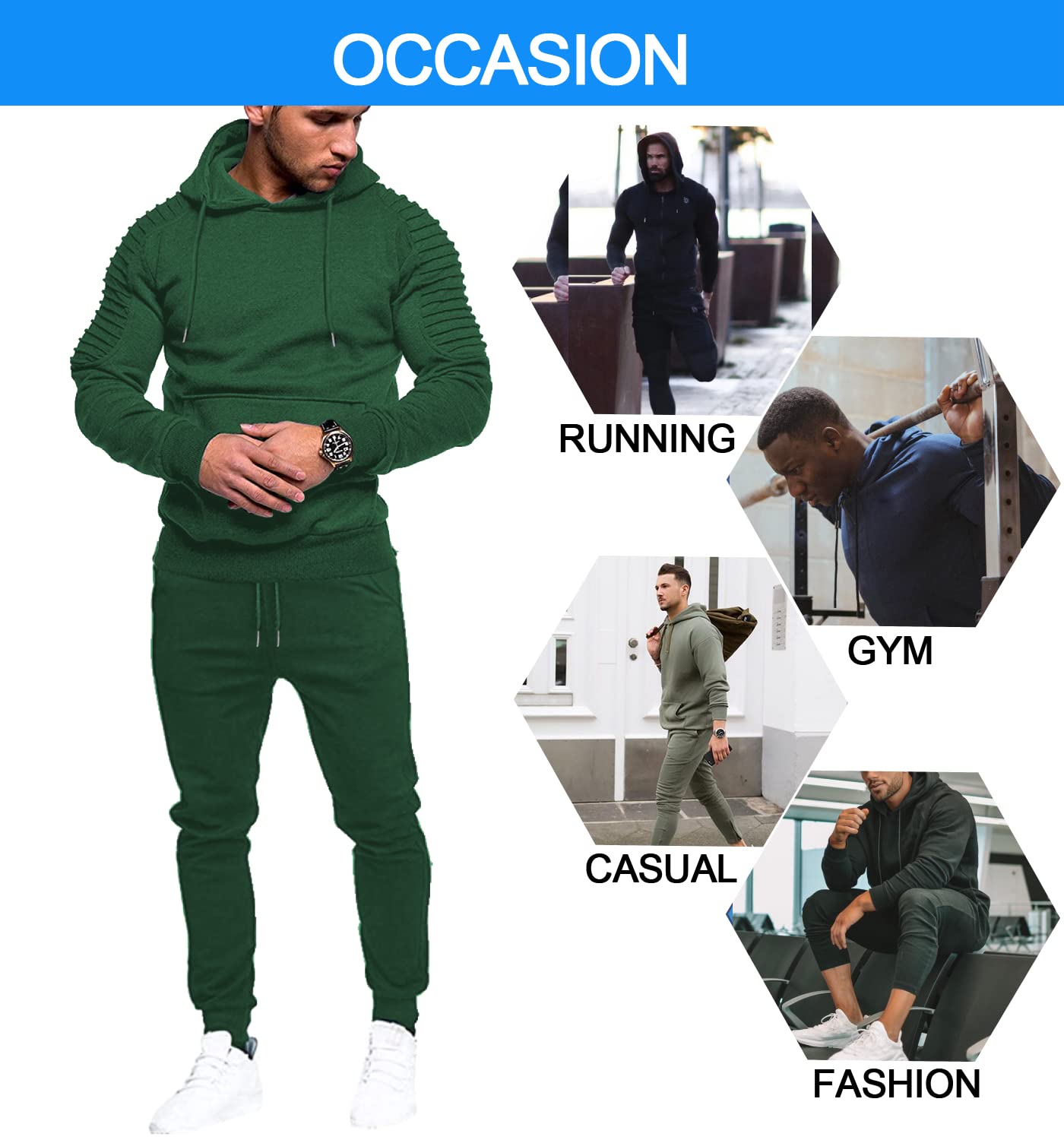 COOFANDY Men's Tracksuit 2 Piece Hoodie Sweatsuit Sets Casual Jogging Athletic Suits