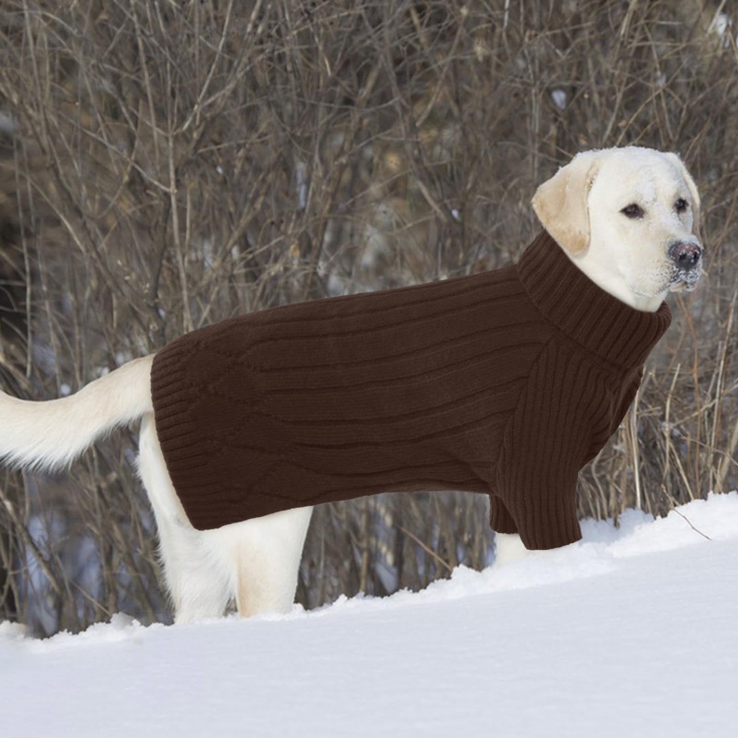 Large Dog Sweater - Turtleneck Thick Warm Doggie Christmas Sweater for Girl Boy Dogs (Red L)