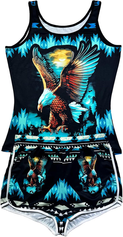 Women’s 2 Piece Pajama Set Novelty Sleeveless Tank Top and Shorts with Animal Print Comfortable Sleepwear