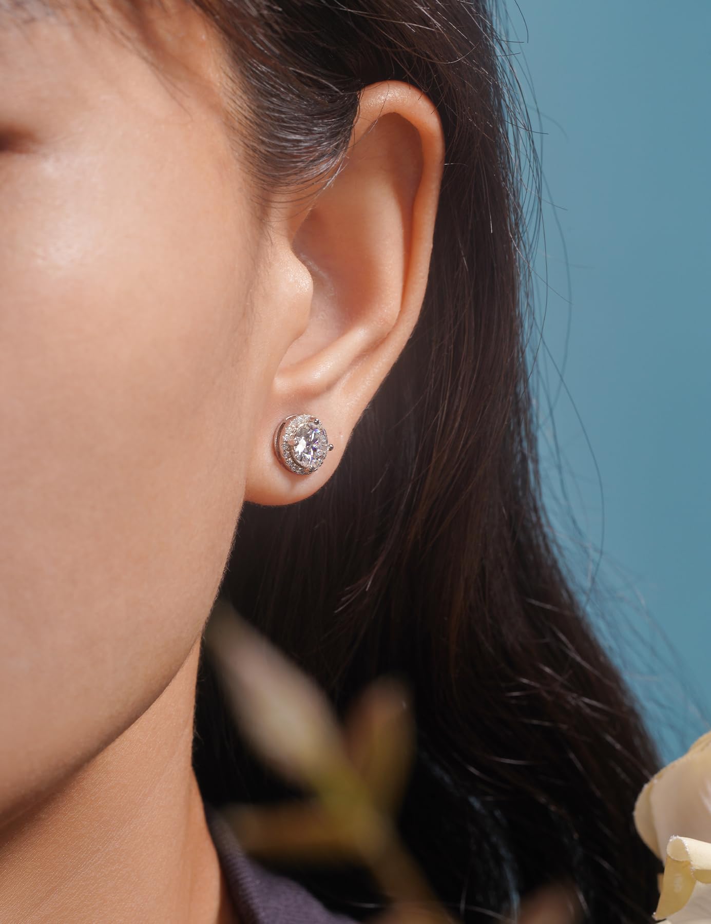 IMOLOVE Moissanite Stud Earrings for Women in Sterling Silver Hypoallergenic 1-3CT D Color Round Cut Moissante Earrings