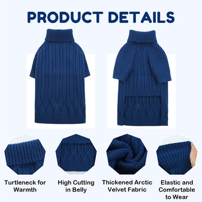 Large Dog Sweater - Turtleneck Thick Warm Doggie Christmas Sweater for Girl Boy Dogs (Red L)