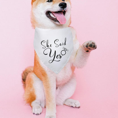 She Said Yes Wedding Dog Bandana Bridal Party Wedding Engagement Photo Prop Pet Scarf Accessories White Wedding Bandana for Dog Lovers Owner Gift