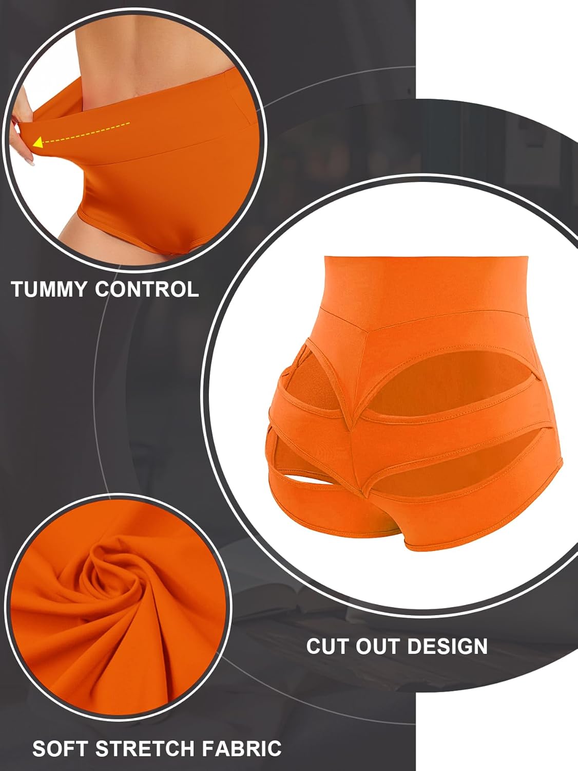 Cut Out Yoga Shorts Booty Butt Lifting Scrunch Shorts High Waisted Workout Gym Active Hot Pants