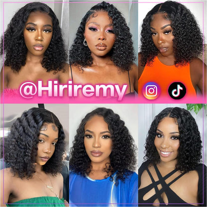 Curly Bob Wig Human Hair Deep Wave 13x4 HD Lace Front Wigs For Black Women Human Hair Pre Plucked Wear And Go Glueless Short Wet And Wavy Ombre Honey Blonde Highlight Color 4/27 14 Inch
