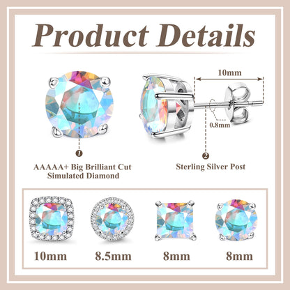 MILACOLATO Cubic Zirconia Stud Earrings for Women Men | 18K Gold Plated Hypoallergenic Sterling Silver Post Earrings | Big Brilliant Simulated Diamond CZ Halo Stud Earrings for Sensitive Ears