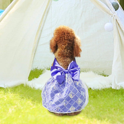 Dog Dresses, Puppy Soft Skirt, Summer Pet Clothes, Girl Dogs Wedding Outfit, Puppy Slik Outfit with Bow Tie, Dog Princess Clothes for Small Medium Breeds, White L