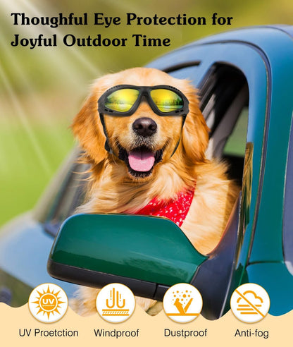 Small Dog Sunglasses UV Protection Goggles Eye Wear Protection with Adjustable Strap Doggy Heart Shape Anti-Fog Sunglasses for Pet Dogs Sun Glasses Doggie Windproof Glasses, Pink