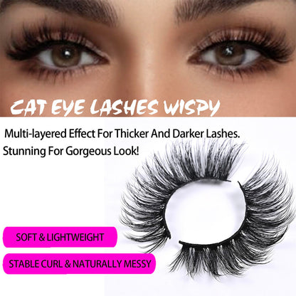 Mink Lashes Fluffy Big Dramatic Thick False Eyelashes, Soft 20mm Volume 3D Faux Mink, 20 Pairs Eyelashes Pack, 25mm Full Strip Lashes That Look Like Extensions