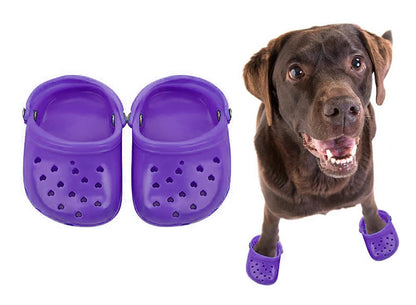 4 PCS Small Dog Sandals, Shoes for Dogs, Candy Colors Dog Sandals for Photo, Doggy Rubber Slipper Shoes Pink