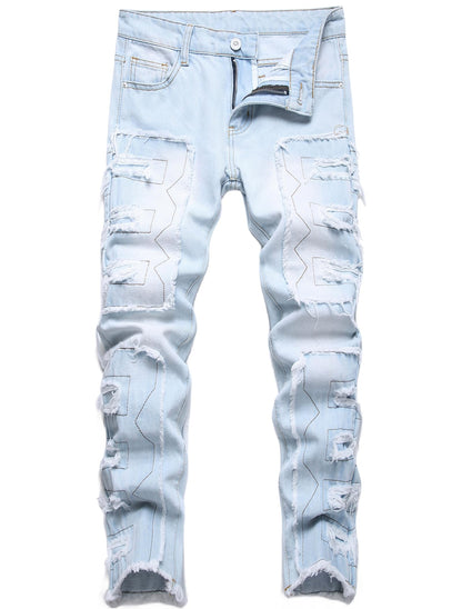 Boy's Skinny Fit Comfy Jeans Ripped Destroyed Distressed Stylish Slim Washed Denim Jeans Pants