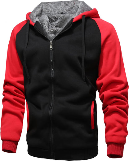 GXAMOY Men's Winter Fleece Hoodies for Men Heavyweight Warm Thick Full Zip Up Sweatshirt Outerwear