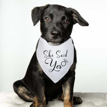 She Said Yes Wedding Dog Bandana Bridal Party Wedding Engagement Photo Prop Pet Scarf Accessories White Wedding Bandana for Dog Lovers Owner Gift