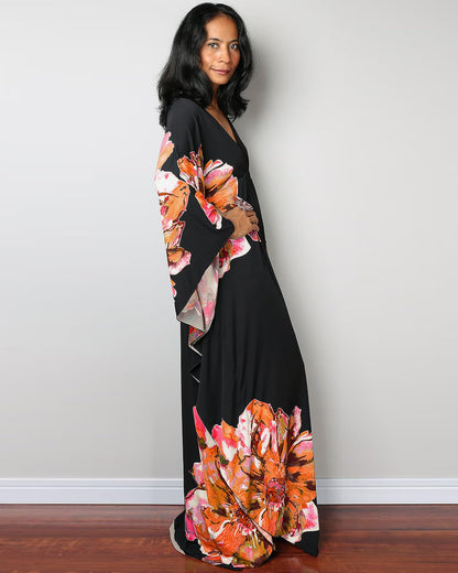 Bsubseach Women Ethnic Print Kaftan Beach Dress Plus Size Swimsuit Cover Up