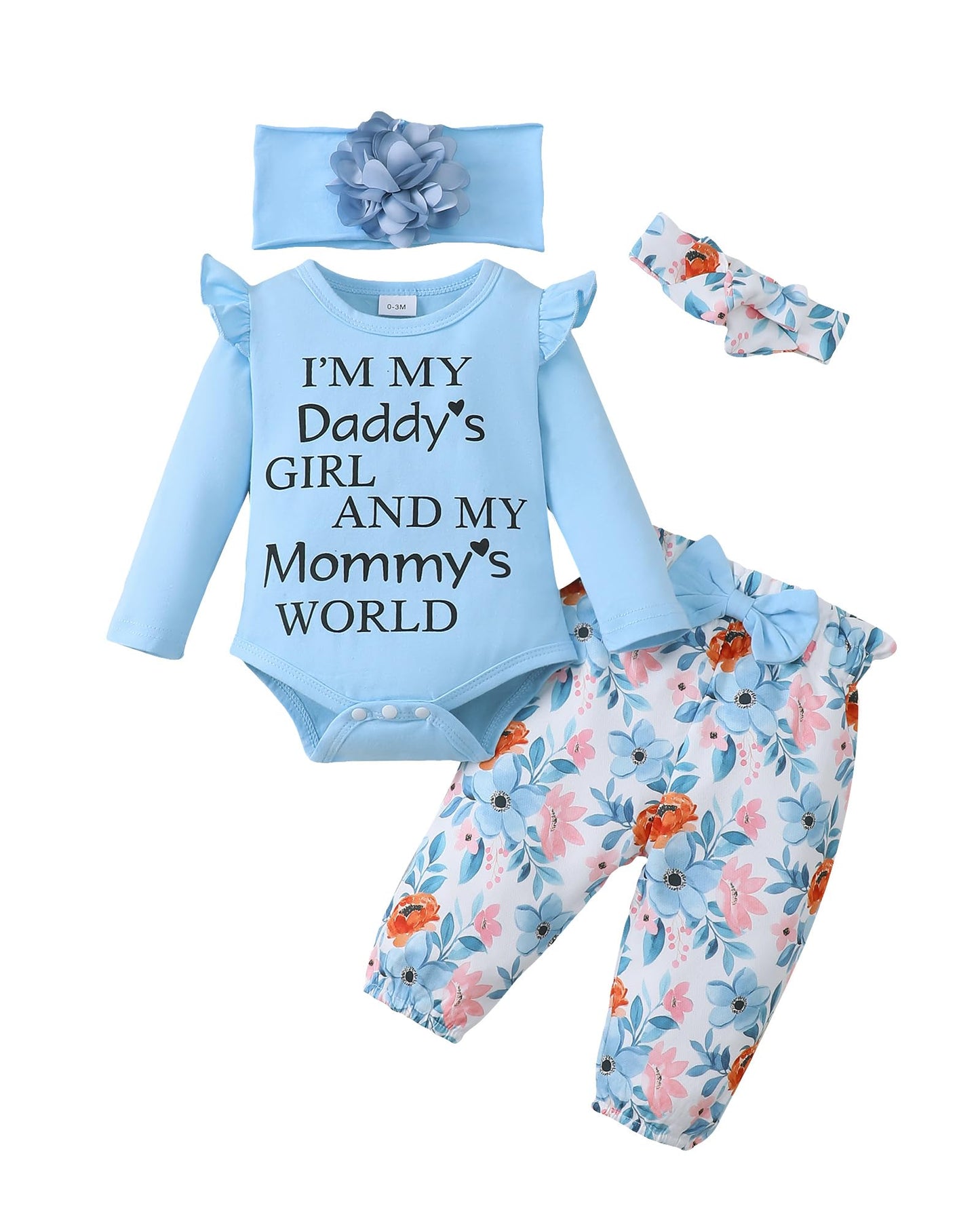 SUNNY PIGGY Newborn Infant Baby Girl Clothes Ruffle Romper Toddler Girl Floral Cotton Pant Sets Girls Clothing Outfit