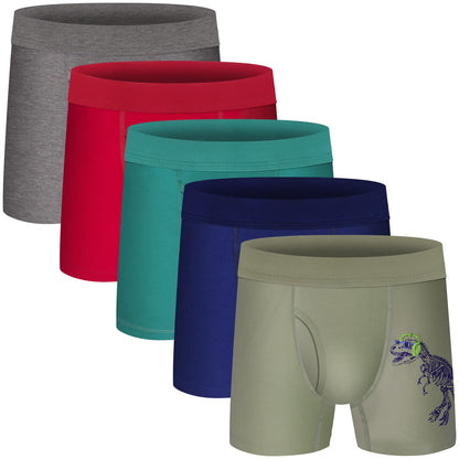 Boys Boxer Briefs,Cotton Toddler Underwear Breathable Mesh Performance Sport Big Boy Boxer Briefs with Fly 5 Pack