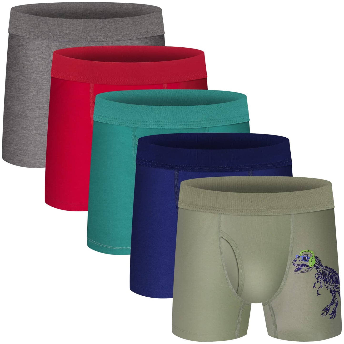 Boys Boxer Briefs,Cotton Toddler Underwear Breathable Mesh Performance Sport Big Boy Boxer Briefs with Fly 5 Pack