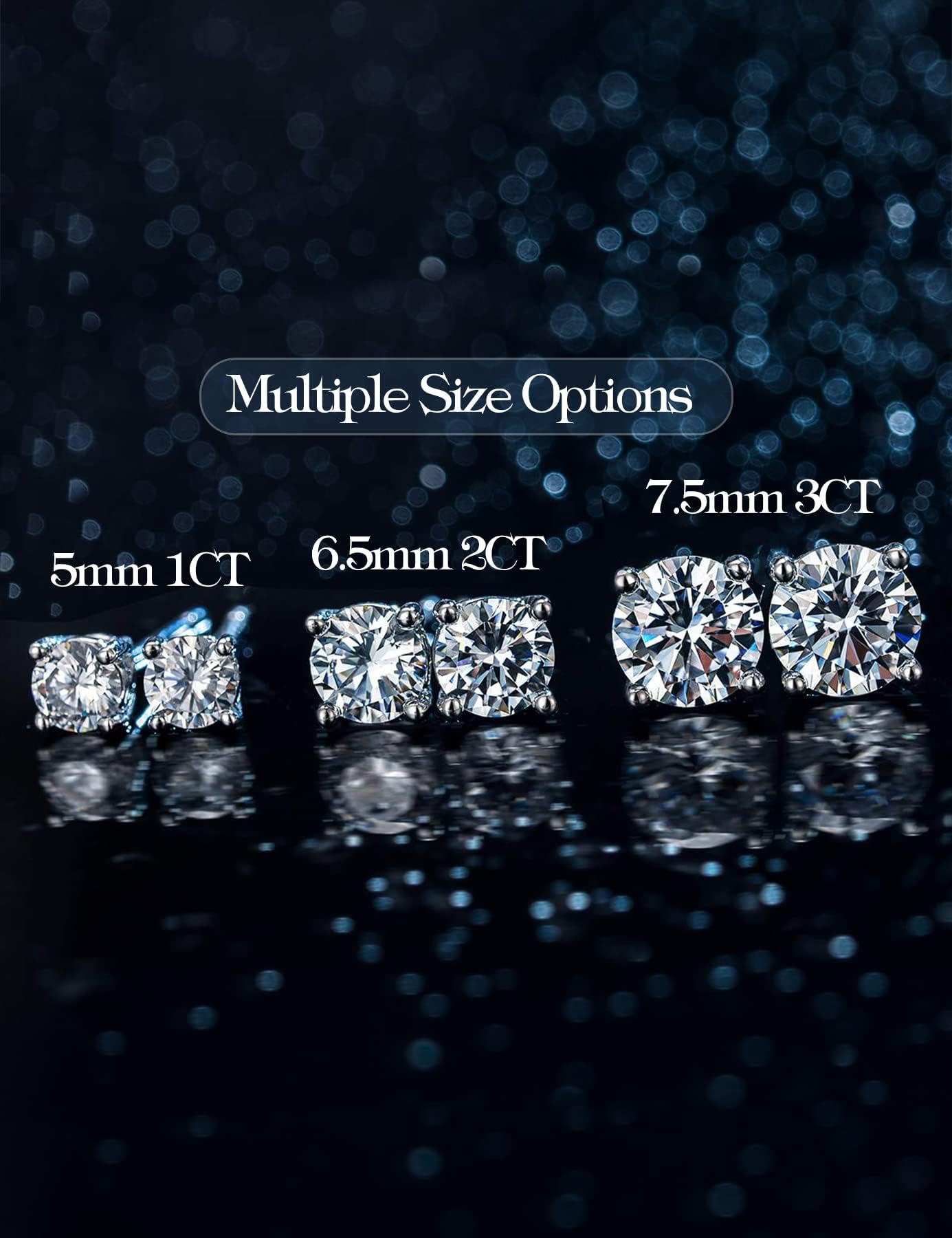 IMOLOVE Moissanite Stud Earrings for Women in Sterling Silver Hypoallergenic 1-3CT D Color Round Cut Moissante Earrings