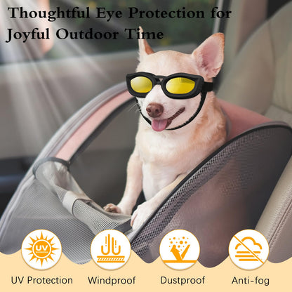 Small Dog Sunglasses UV Protection Goggles Eye Wear Protection with Adjustable Strap Doggy Heart Shape Anti-Fog Sunglasses for Pet Dogs Sun Glasses Doggie Windproof Glasses, Pink