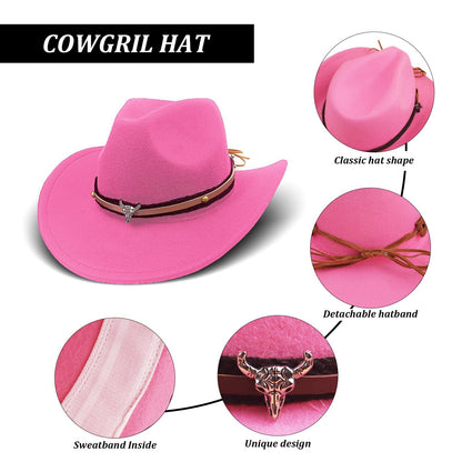 HyperFun Cowgirl Outfits for Women Western Costume Accessories Cowboy Hat Tassels Fringe Vest Earring Hippie Glasses Bandana