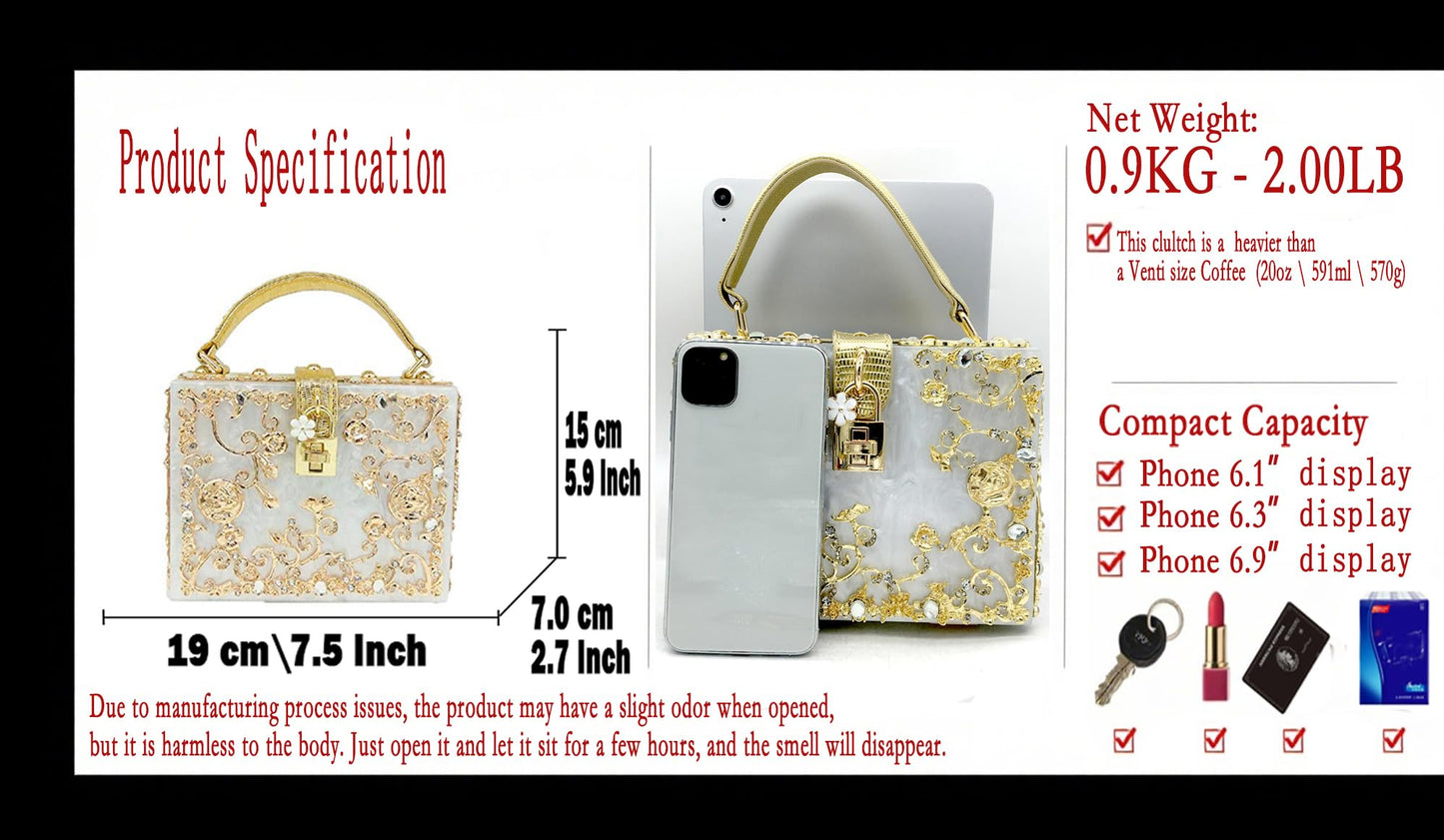 Boutique De FGG Acrylic & Flower Designer Shoulder Bags for Women Crossbody Bag Rhinestones Box Tote Evening Handbags,Small