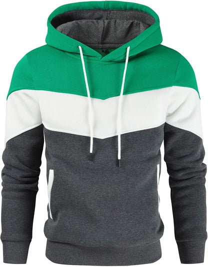 Gesean Men's Novelty Color Block Pullover Fleece Hoodie Long Sleeve Casual Sweatshirt with Pocket
