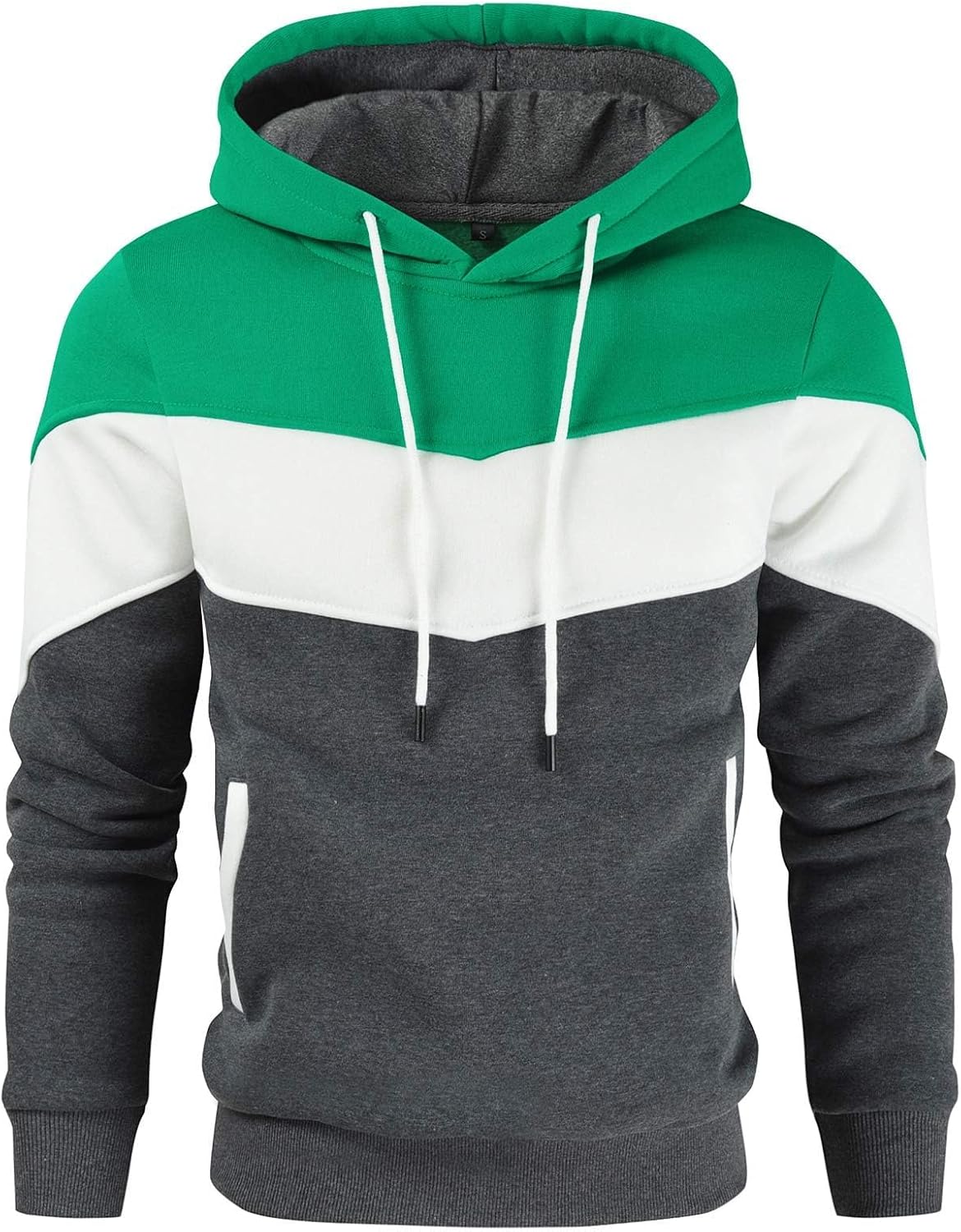 Gesean Men's Novelty Color Block Pullover Fleece Hoodie Long Sleeve Casual Sweatshirt with Pocket