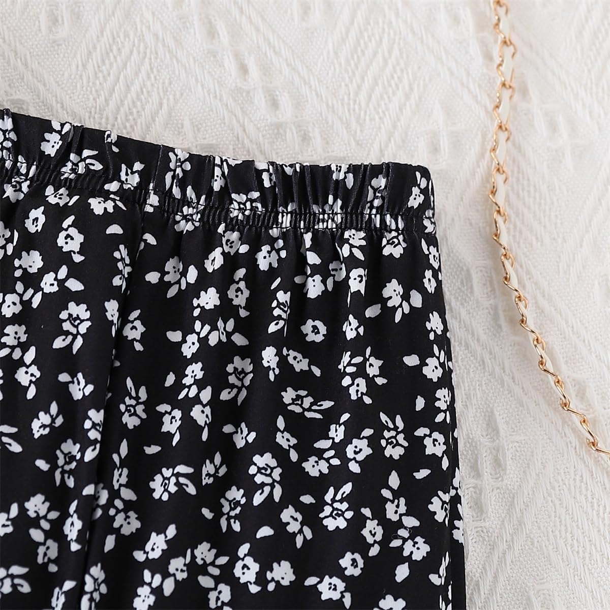 Toddler Girl Clothes Long Sleeve Cartoon & Letter Graphic Top + Fruit Stationery Print Flared Leg Pants