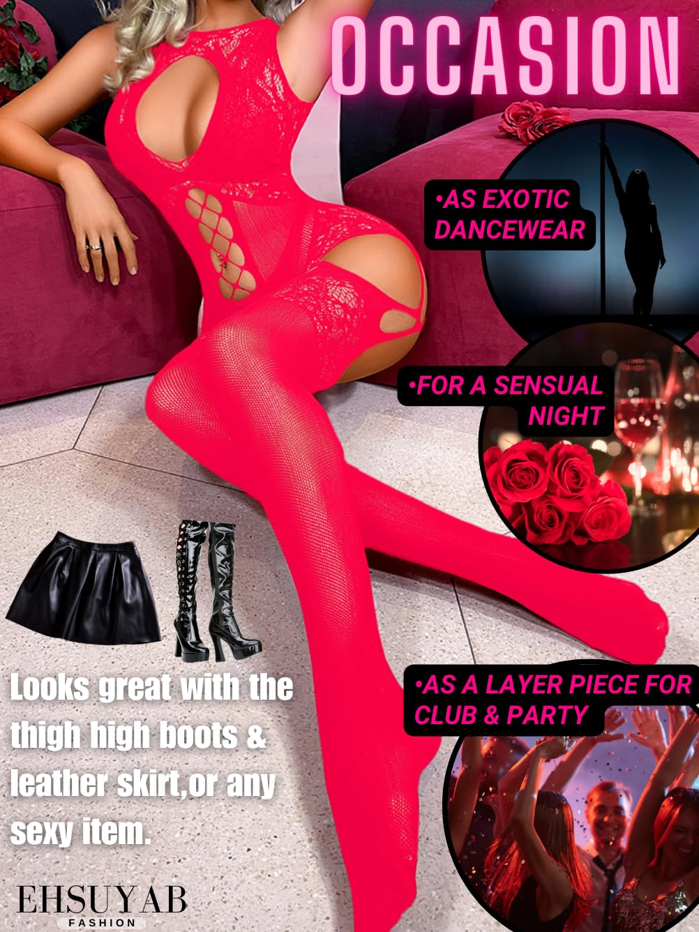 Women Body Stockings Sexy, Exotic Dancer Fishnets Lingerie Glow Party, Fishnet Bodysuit Rave Outfits Club Plus Size