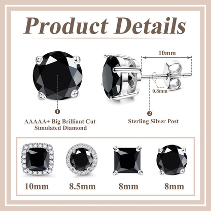 MILACOLATO Cubic Zirconia Stud Earrings for Women Men | 18K Gold Plated Hypoallergenic Sterling Silver Post Earrings | Big Brilliant Simulated Diamond CZ Halo Stud Earrings for Sensitive Ears